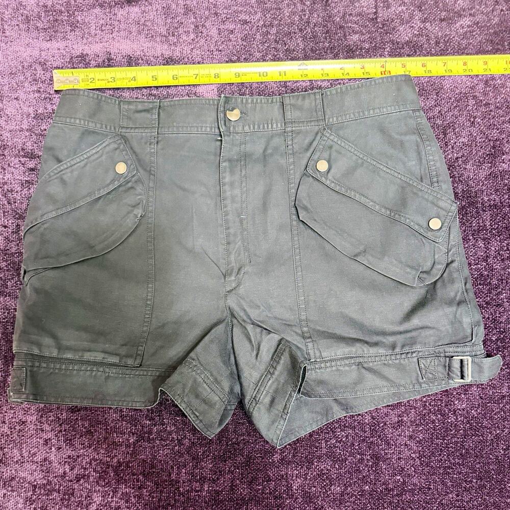 Helmut Lang Women’s 12 Gray Cargo Cotton/Linen Twill Flat Front 4" SW-PT0722